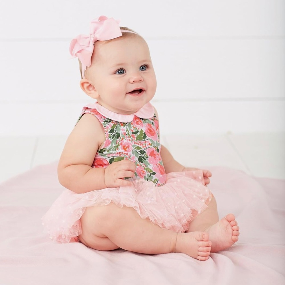 Baby-girls Floral Tutu One Piece Bodysuit Crawler